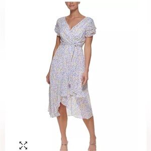 DKNY Dkny Dress Simmer Short Sleeve Flowers Midi Dress New size 6